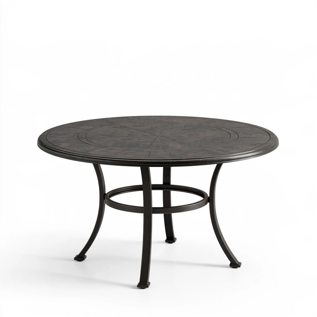 Gartentisch 122 cm Metall Schwarz rund klassisch