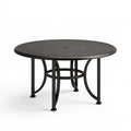 Runder Gartentisch 122 cm aus Metall Schwarz mit Sonnenschirmöffnung