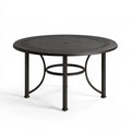 Runder Garten-Esstisch Ø 122 cm Metall Schwarz mit Sonnenschirmöffnung