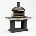 Pizzaofen 110 x 80 x 165 cm aus Metall Schwarz für den Außenbereich mit Thermometer