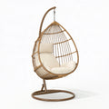 Hängesessel 105 x 105 x 195 cm Rattan Metall Naturbraun Creme für Innenbereich im Boho-Stil