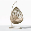 Hängesessel 105 x 105 x 195 cm aus Stahl und Kunststoffgeflecht Beige mit Gestell