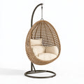 Hängesessel 105 x 105 x 195 cm aus Rattan in Naturbraun mit Metallgestell