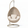 Hängesessel 100 x 100 x 195 cm Rattan Metall Beige für Innenbereich Boho