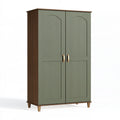 Kleiderschrank 100 x 50 x 180 cm Holzwerkstoff Grün/Braun Zweitürig Retro