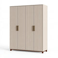 Kleiderschrank 120 x 55 x 200 cm aus Holzwerkstoff in Creme mit geriffelter Front
